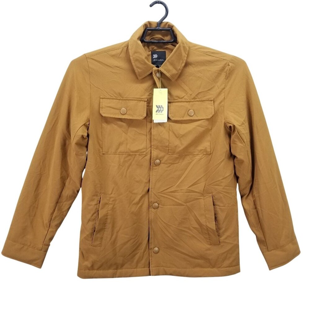 Mens All in Motion Brown Insulated Shirt Jacket Button Up Water Resistant Size S